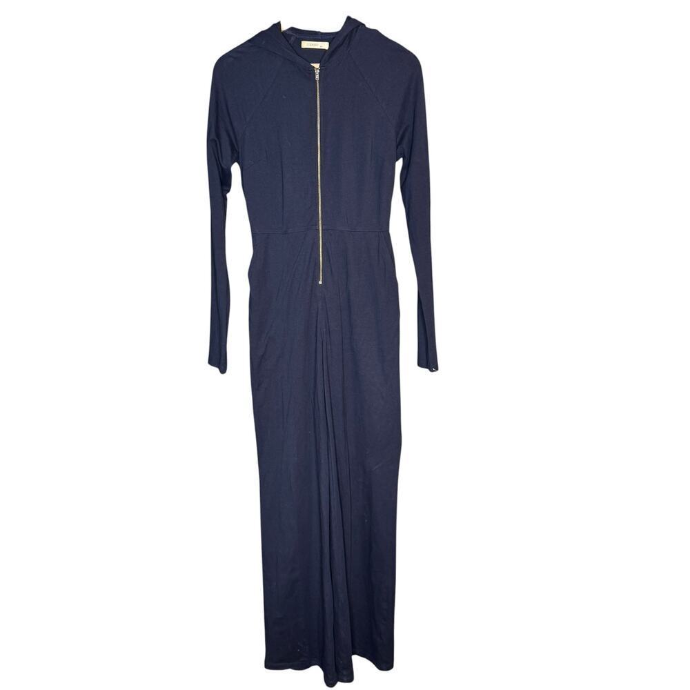 Zapelle Jumpsuit Womens S 6 Navy Hooded Zip Front Lounge Athleisure